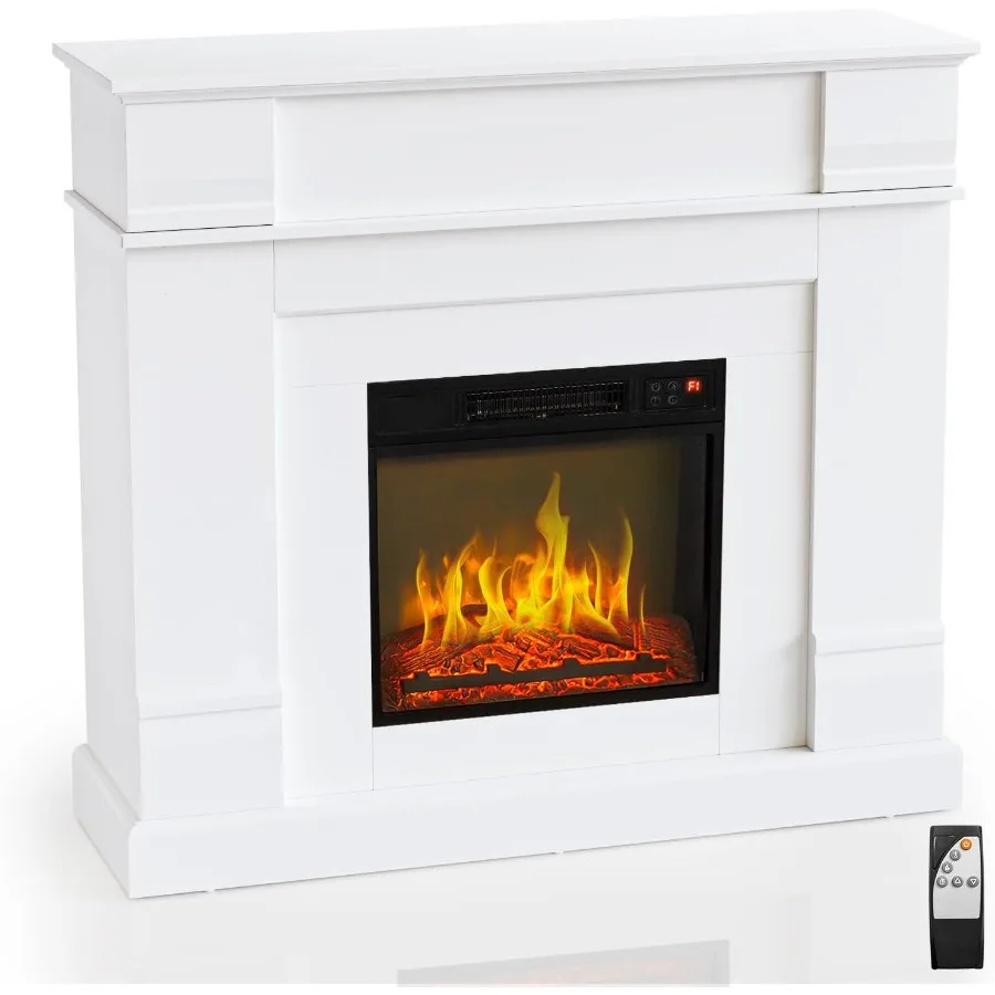 

47'' Electric Fireplace with Mantel Freestanding Heater for Home Bedroom Living Room Indoor 1400W with Timer 6 Realistic Flames