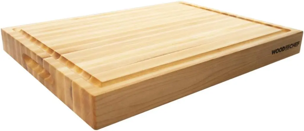 

Reversible Maple Wood Cutting Board with Juice Groove - 16x12x1.5 inches for Easy Meat and Veggie Prep