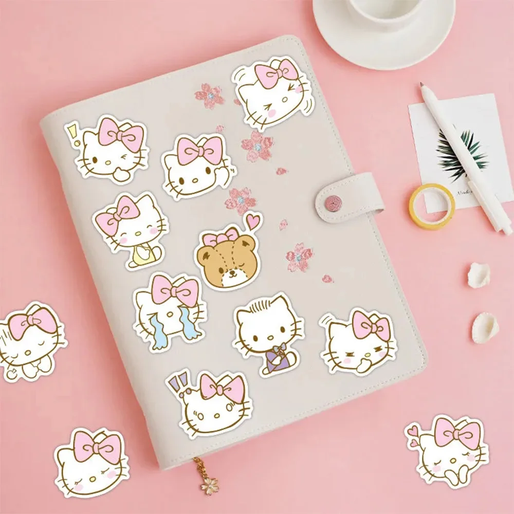 Kawaii Olá Kitty Anime Adesivos, Adesivo Impermeável Dos Desenhos Animados, Decalques DIY para Capacete, Caixa Do Telefone, Bagagem, Carro, Meninas Bonitinhas, 10 Pcs, 30 Pcs, 40Pcs