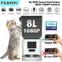 Automatic Feeder for Cats Dogs with Camera HD 4L/8L Furpipi HD 1080P 2.4G/5GWiFi Time Setting Feeder for Pets Dogs Cats Bowls