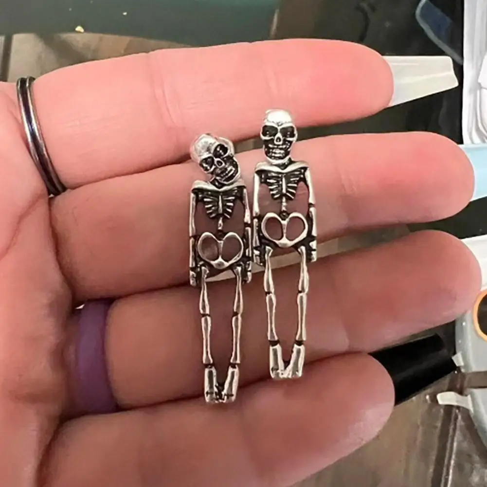 Halloween Skull Skeleton Ear Studs Removable Skull Skeleton Ear Studs Ghost Bride And Bride Couple Earrings Party Jewelry