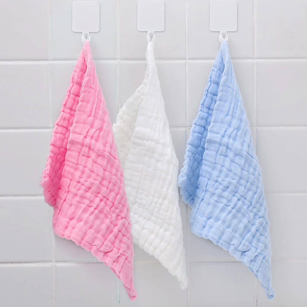 

6 pcs Towels Pure Cotton Baby Facecloth Absorbent Nursing Towel For Infant Square Towels Kids Daily Use White Blue