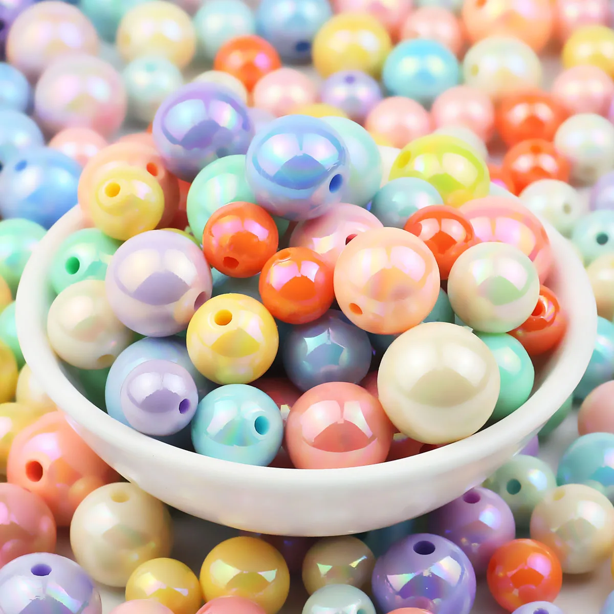 30-10pcs/Lot 10-16mm Macaroon MixedColor Acrylic Round Spaced Loose Beads For Jewelry Making Bracelet Necklace Tail Rope DIY