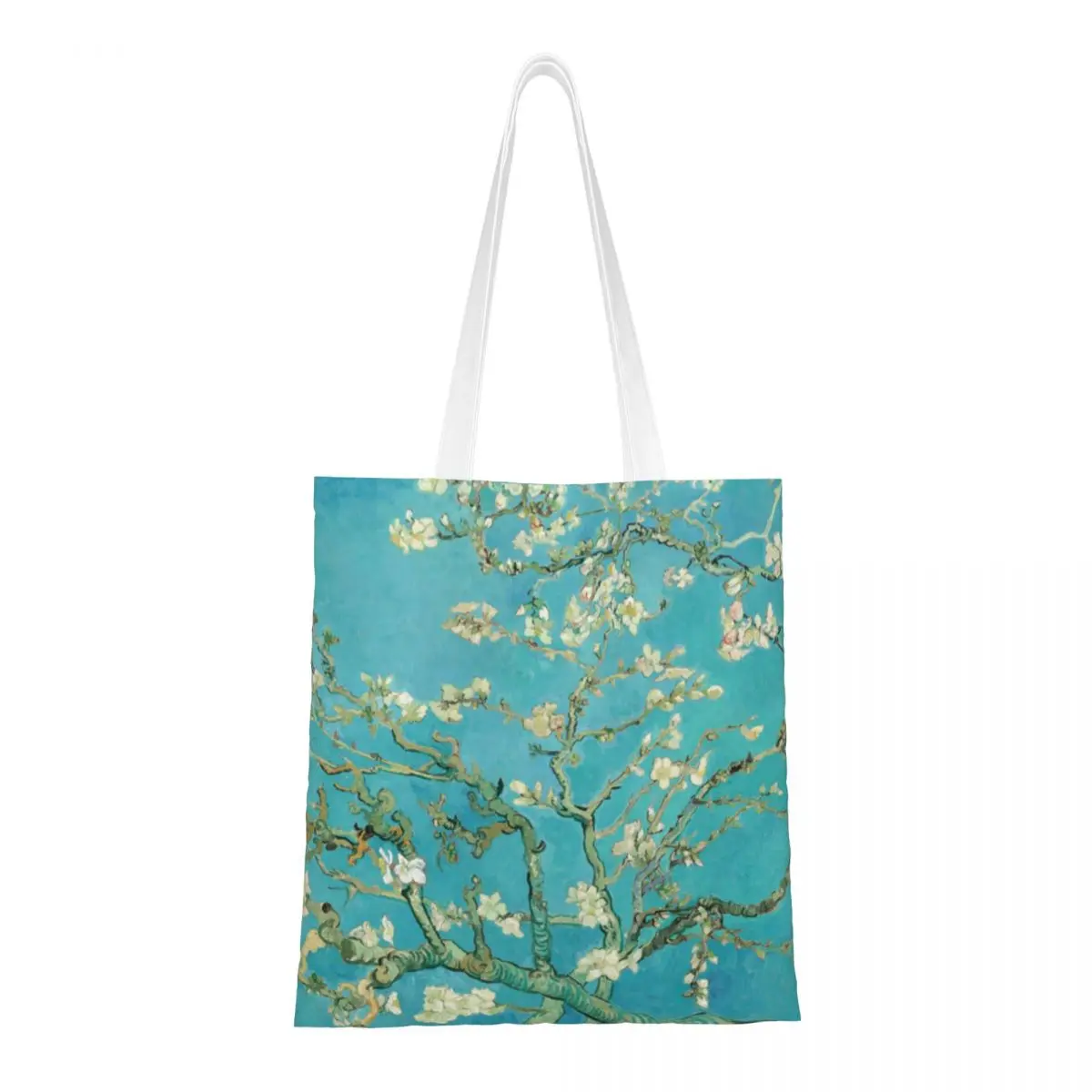 Bolso de mano de lona con flores de almendras Vincent Van Gogh, bolso de compras grande a la moda para retrato Unisex, bolsas de compras artísticas con girasoles