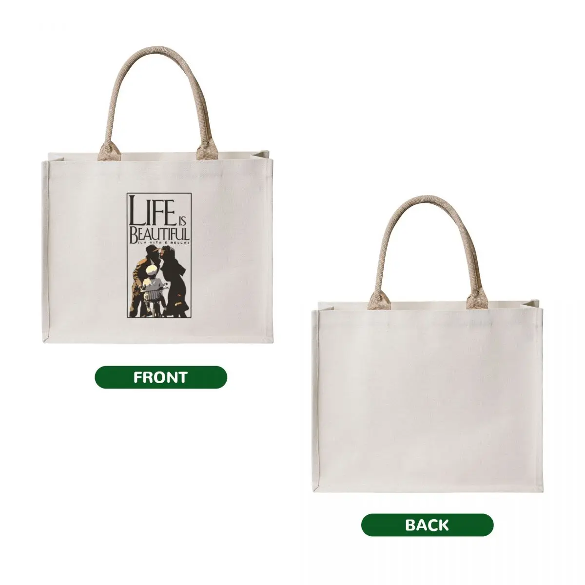 Life is Beautiful Tote Bag Canvas bag for women bag for beach Reusable bags tote custom