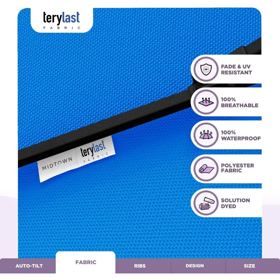 مظلة فناء خارجية من نسيج البوليستر الأزرق الكوبالت مقاومة للأشعة فوق البنفسجية بطول 9 أقدام مع إطار ألومنيوم تلقائي لسطح حوض السباحة في الحديقة 10 سنوات NoFa #3