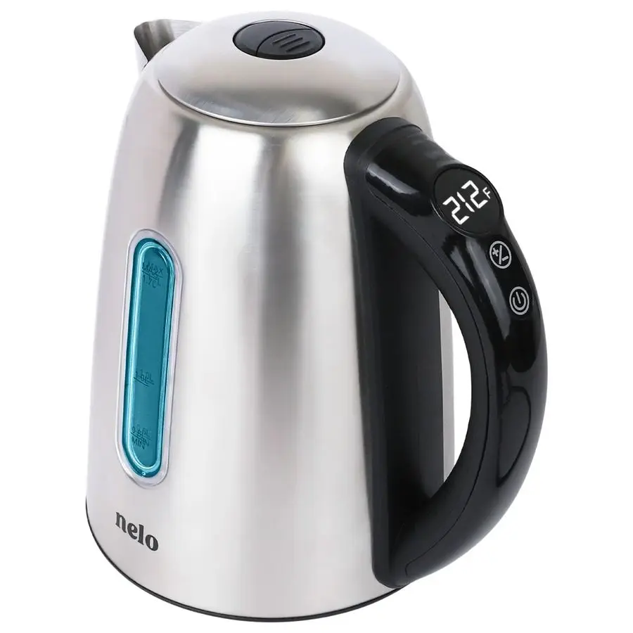 

Electric Kettle with 7 Temperature Control Presets, Digital Temperature Display, MultiColored LED Indicator Lights, Stainless St