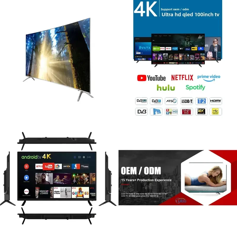 50 Inch LED QLED Android Smart TV 1080P Wi Fi HDR Support Global Languages Quality Guaranteed for Hotels Offices