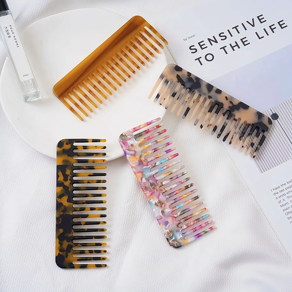 Acetate Sheet Acetate Hair Comb Marble Grain Print Colorful Anti Static Hair Brush Smooth Polished Surface Anti Static