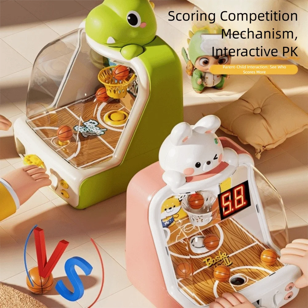 손과 눈의 협응력 향상을 위한 농구 기계, 작은 공룡 그린 코인 작동식 농구 슈팅 기계