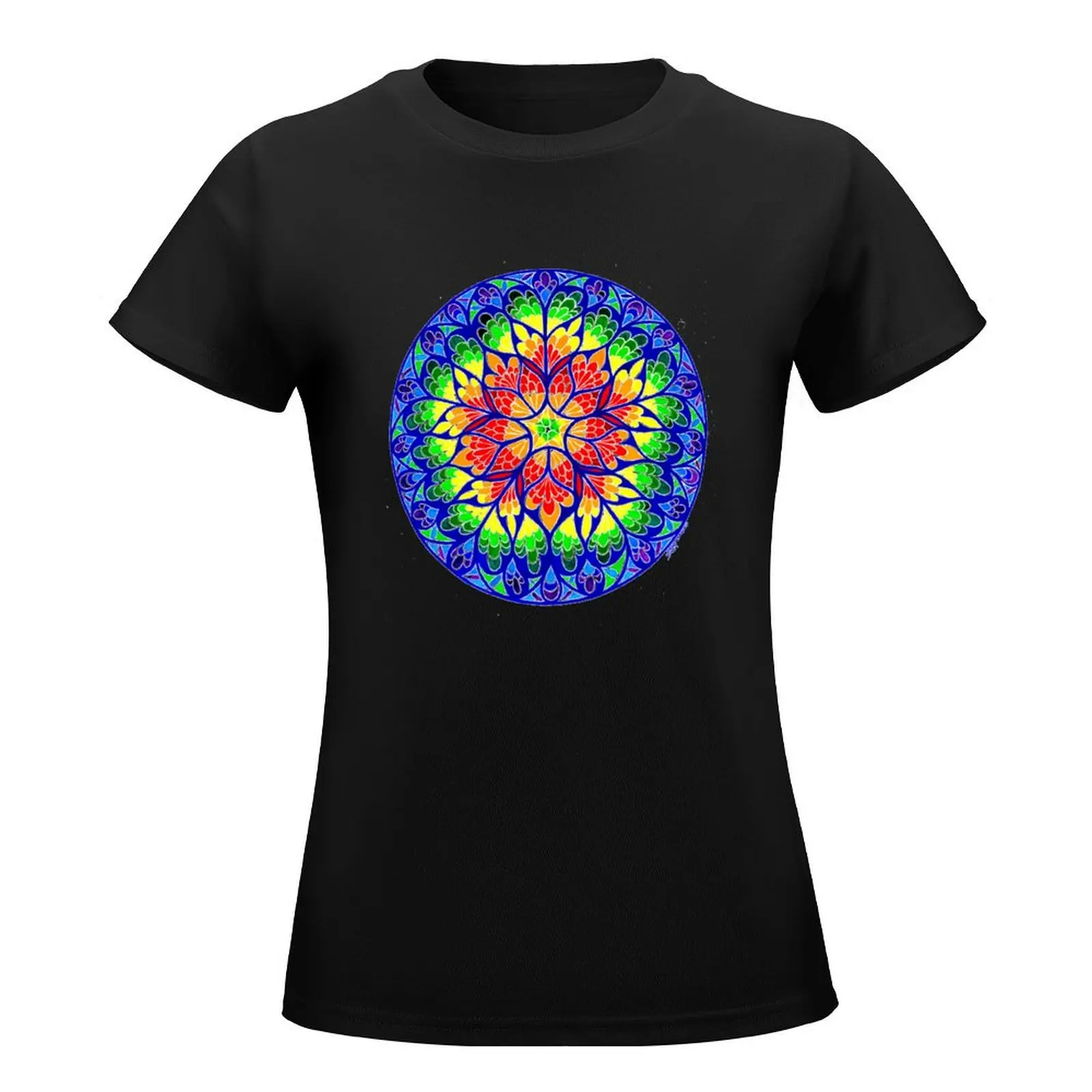 Rose Window 5 T-Shirt animal prinfor summer tops customs design your own ariat shirts for Women