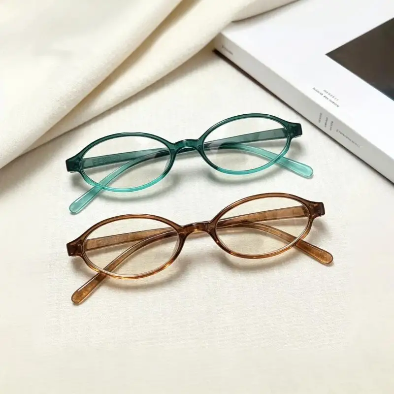 1Pcs Y2K Girls Retro Oval Frame Glasses Women Female Ins Sweet Cool Eyewear Trend Brand Reading Computer Anti Blue Light