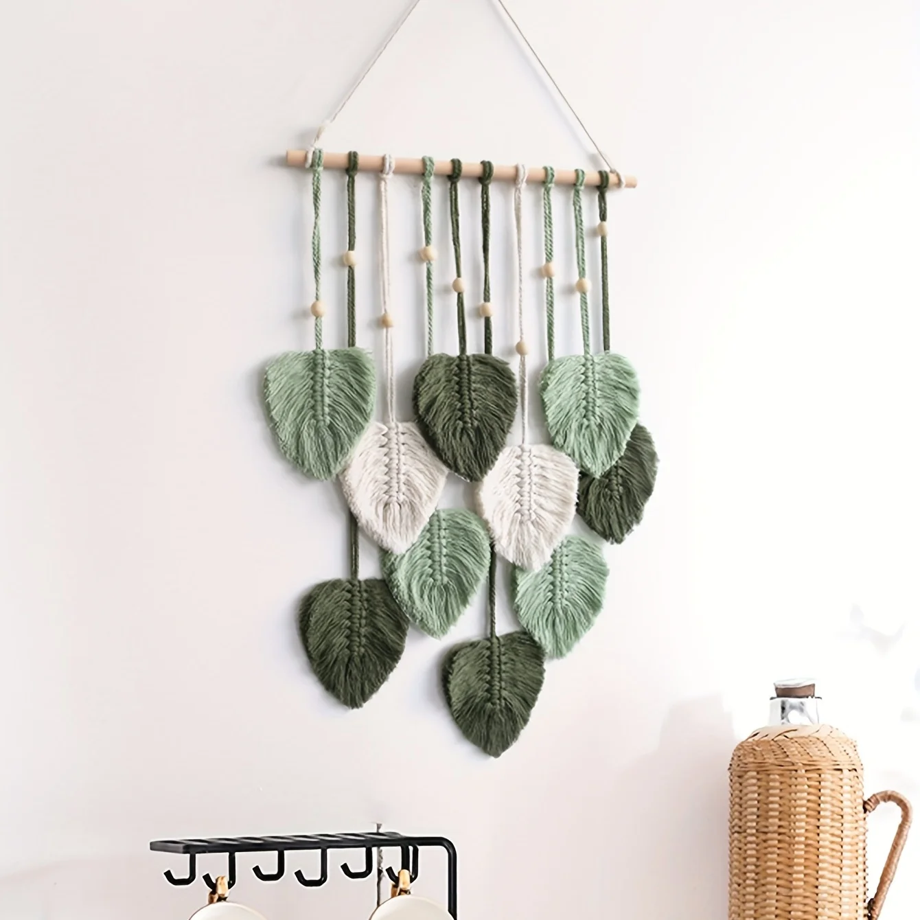 1 Piece Macrame Jungle Nursery Decor, Leaf Garland, Green Theme Decor, Nursery, Classroom Room Decor, Christmas Gift