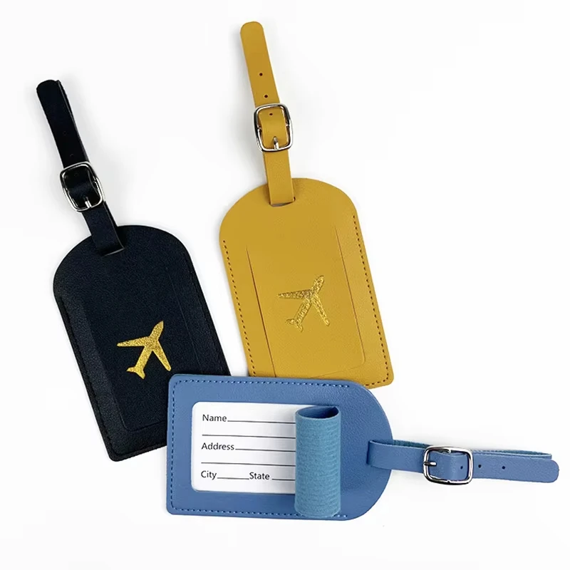 

Men Women PU Leather Luggage Tag Passport Covers Suitcase Address Label Baggage Boarding Bag ID Address Holder Travel Accessorie