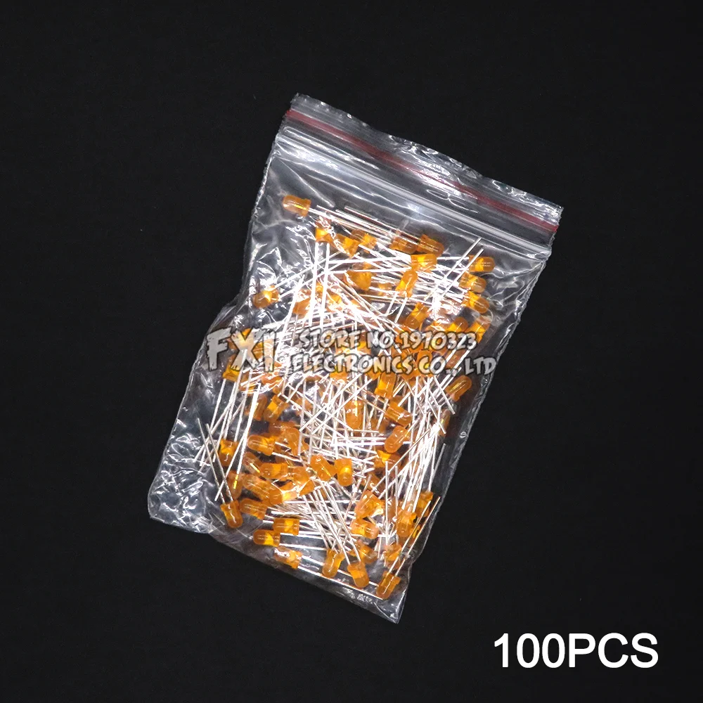 100PCS F3 LED Diode 3MM Sortiertes Kit Weiß Grün Rot Blau Gelb Orange Rosa Lila Warmweiß DIY Kit Leuchtdiode bxv