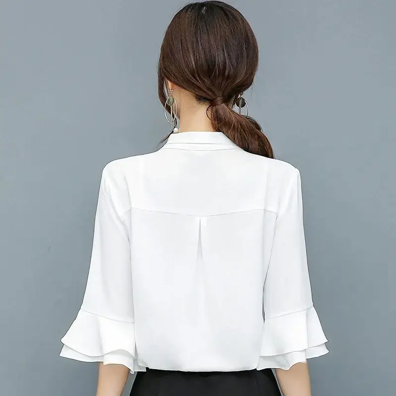 

Spring 2024 Women's White Blouse Long Sve Cleanfit Sle Polypropylene Fabric ort Sve Thin Model Fem irt