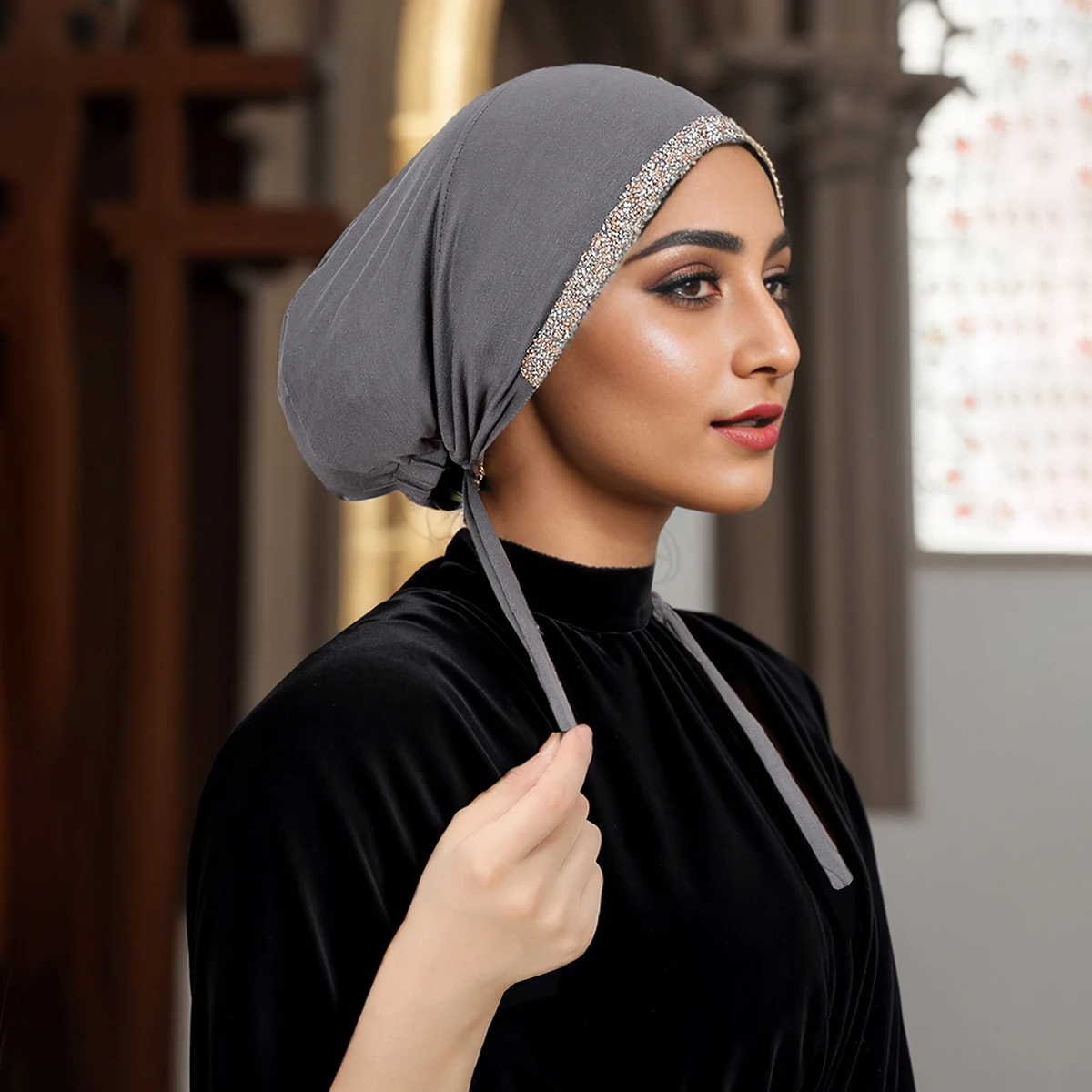 Hijab en Jersey Modal pour Femme, Écharpe Intérieure en Coton Percé à Chaud, Chapeau Musulman, Bandana artificiel astique, Sous-Bonnet, Bande de Sauna Solide, Bonnet, 2024