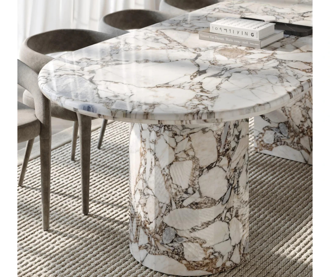 Luxury Modern Interior Furniture Italian Caracatta Violet Natural Marble Stone Dining Table Conference Table