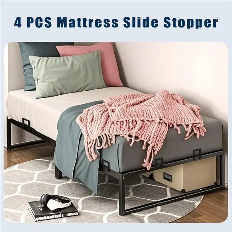 【MUST-HAVE】4 PCS Adjustable Non Slip Mattress Gaskets For Bed Frame, Heavy Duty Mattress Holder In Place Gripper,