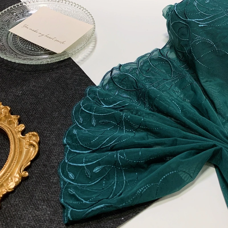 2meters Dark Green Embroidered Lace Trim For Clothing Accessories Dress Sewing Applique Costume Lace Fabrics