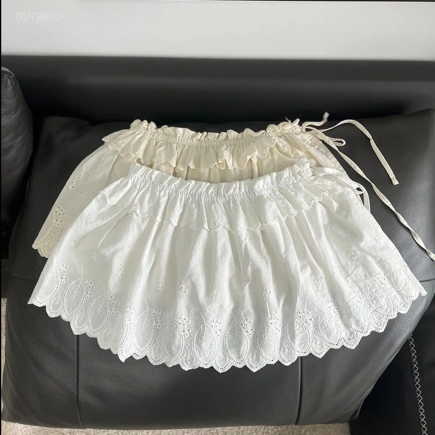 Korean Sweet Side Lace Up Elastic Waist Skirts Embroidery All-match Casual Mini Skirt Y2k Aesthetic Grunge Fairy Faldas Mujer