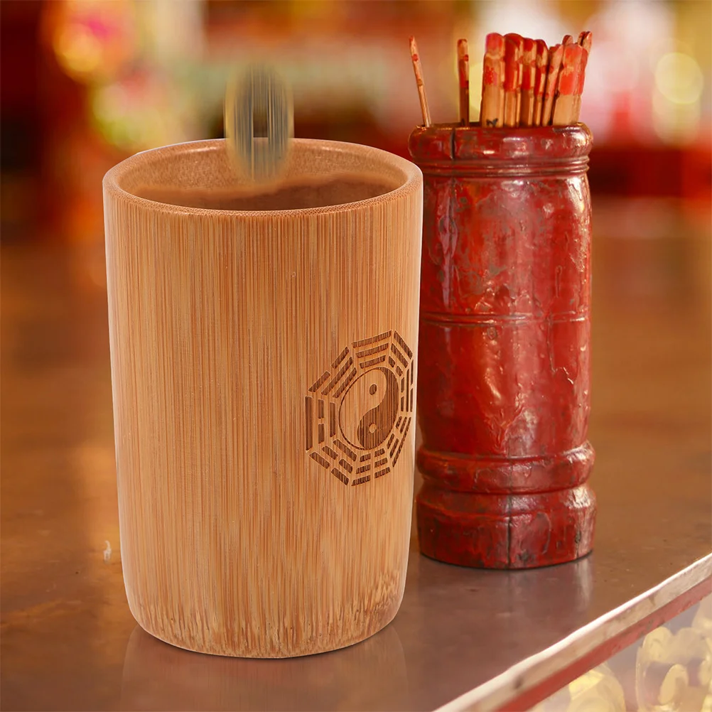 Decor Ornaments I Ching Divination Bamboo Tube Prop Bucket Coin Chinese Copper for