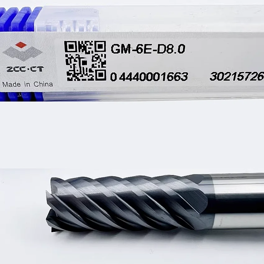 GM-6E-D8.0 ZCC.CT GM-6E Six blade straight shank flat end milling cutter D8.0*8*20*60 6F Flat end mills 6 Flutes Flat end mill