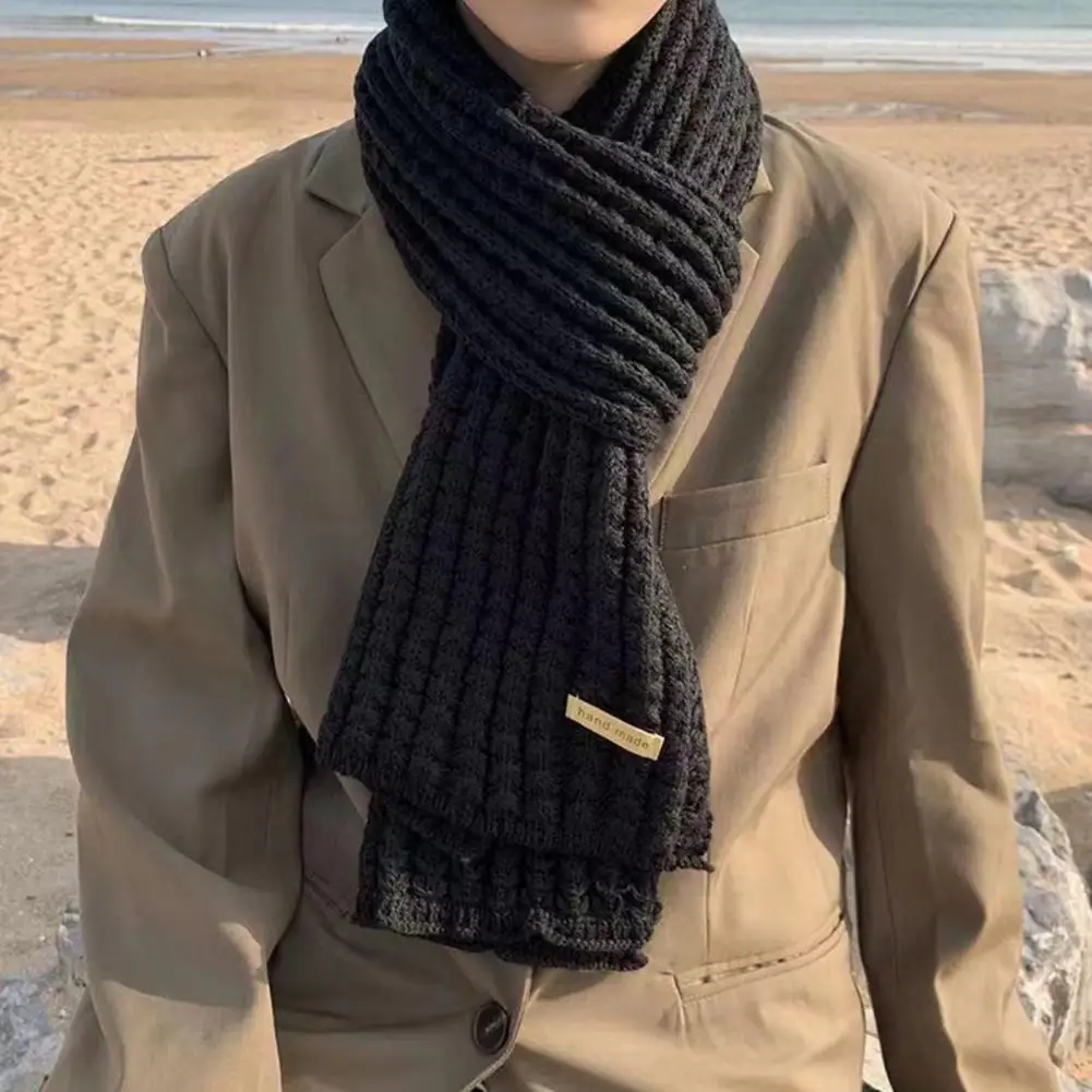 

Long Winter Scarf Cozy Solid Color Knitting Scarf for Men Women Thickened Winter Neck Wrap Garment Warm Clothing Accessory