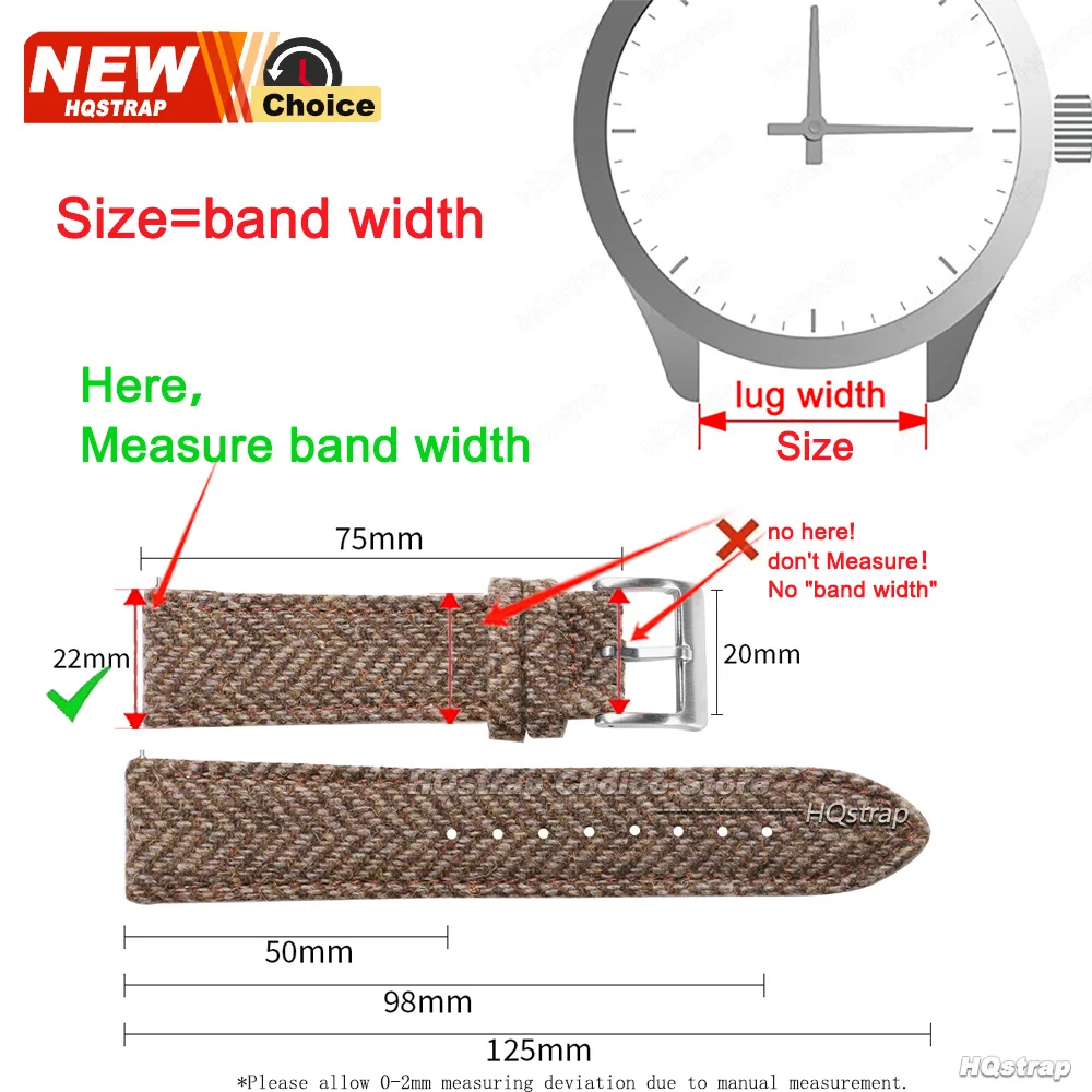 18mm 20mm 22mm Tweed Nylon Strap for Omega Smartwatch Leather Quick Release Band for Seiko Bracelet for Rolex Vintage Universal view 4