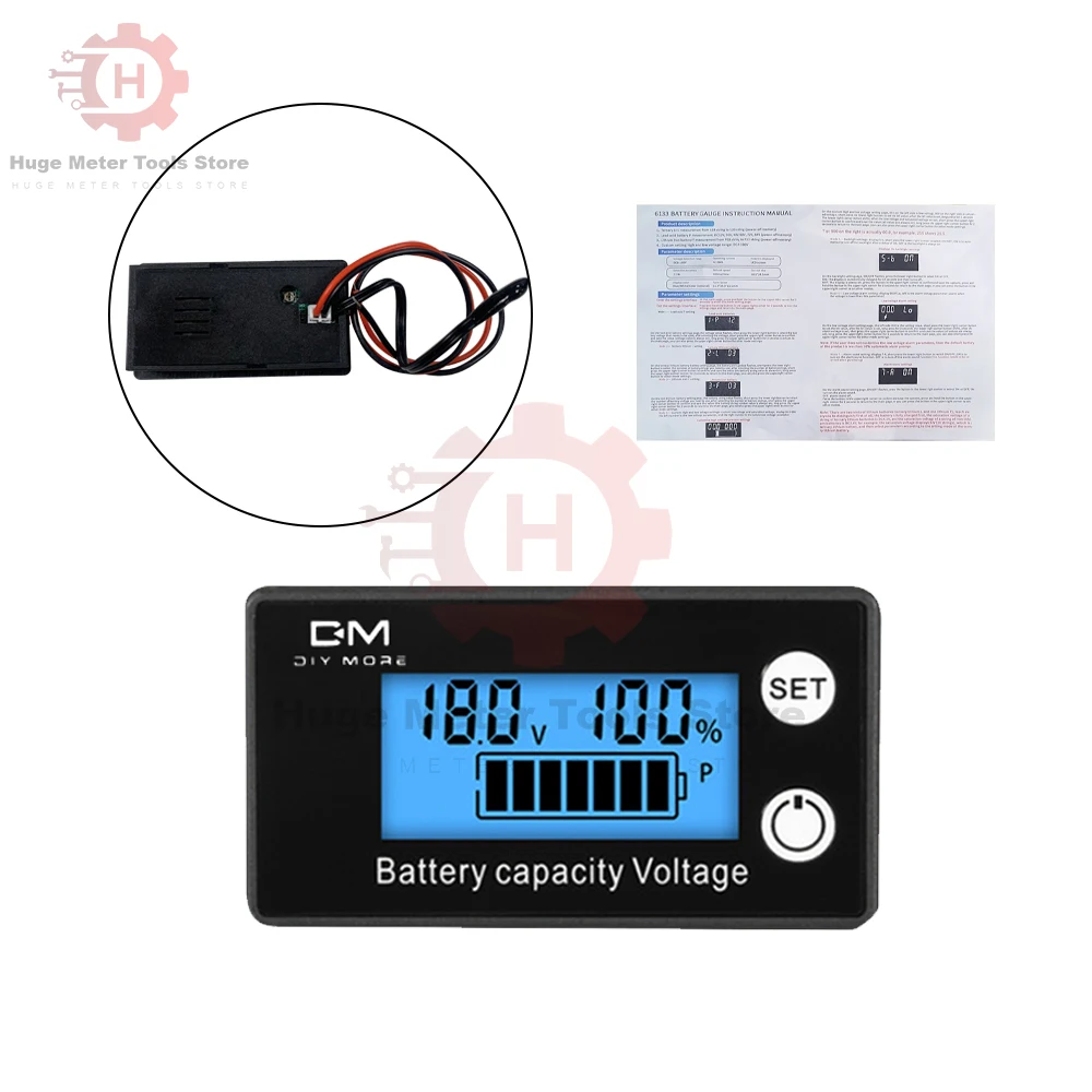 Battery Capacity Indicator DC8-100V Lead-acid Li-ion LiFePO4 Monitor Car Motorcycle Voltmeter Voltage Gauge 8-100VBattery Tester