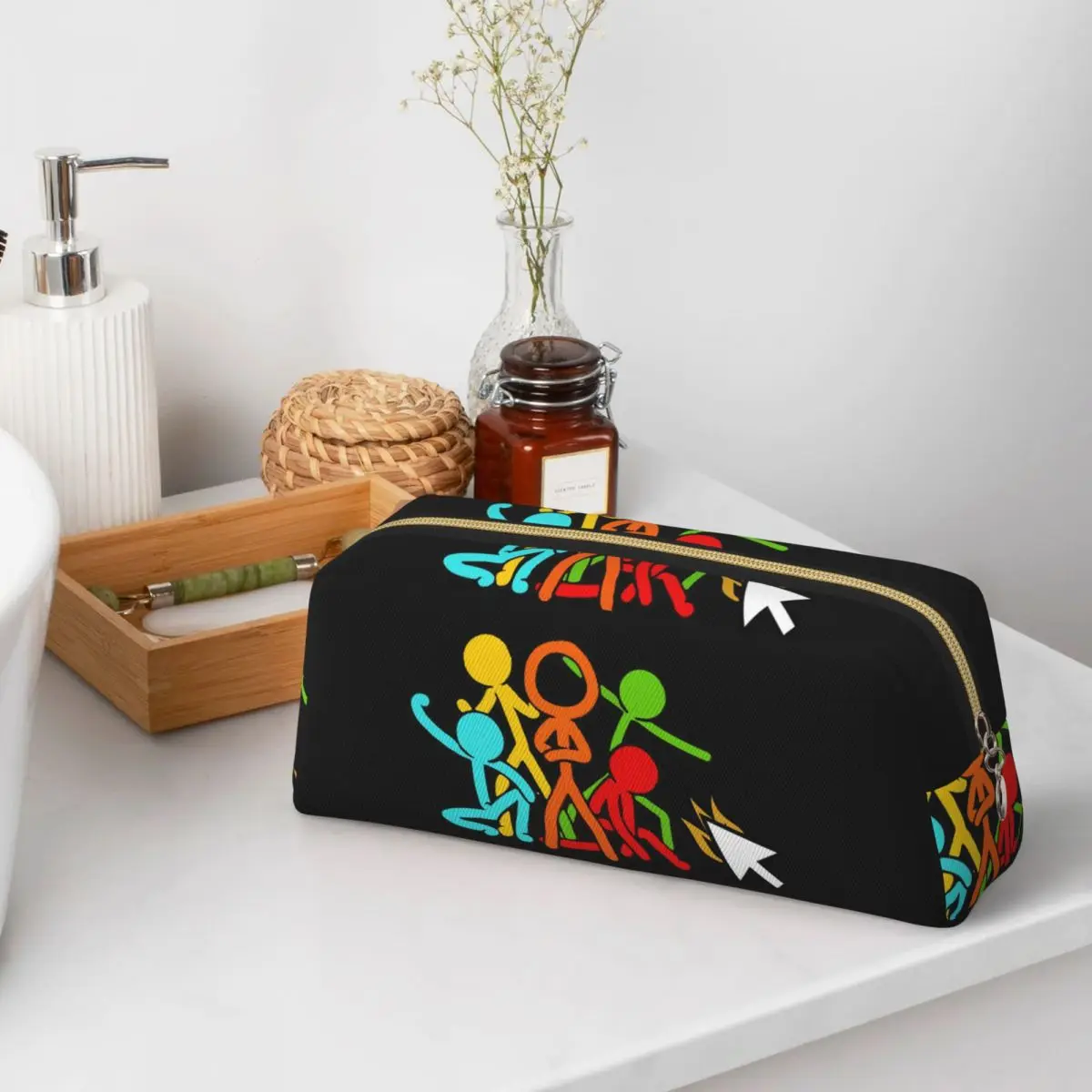 

Five Stick Figures Alan Becker Gaming Pencil Cases for Student School Pen Box Pencil Bag Large Storage Pencil Pouch Stationery