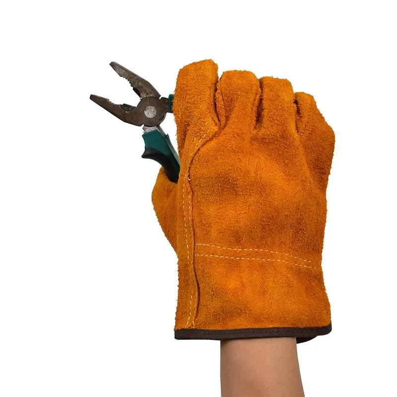 1 زوج قفازات جلدية مثبطة للهب ، قفازات لحام العزل الحراري مكافحة قطع حماية الأمن قفاز ميكانيكي السلامة 2025 #6