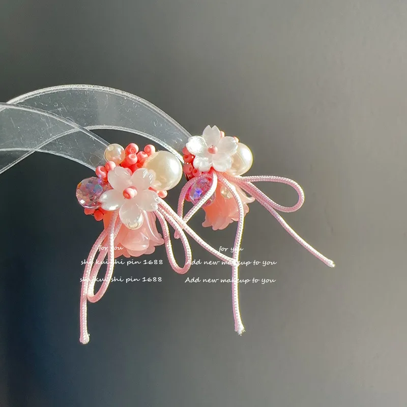 Peach pink rose flower earrings, perfect for a girl's sweet dreams