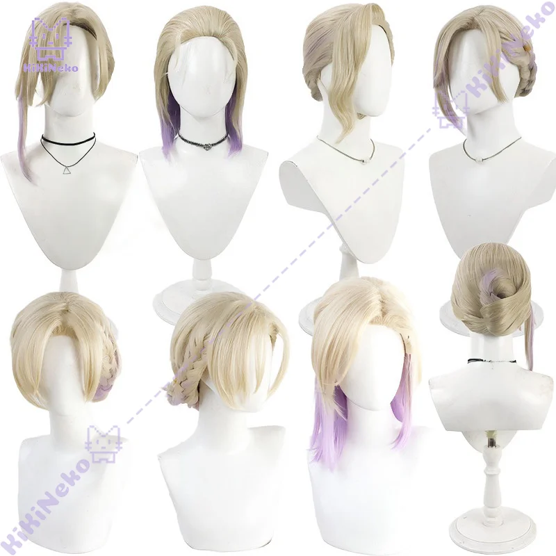 Anime Vil Schoenheit Cosplay Wig 5 Styles Blonde Hair Scalp Top For Halloween Comicon Party Adult Women Men