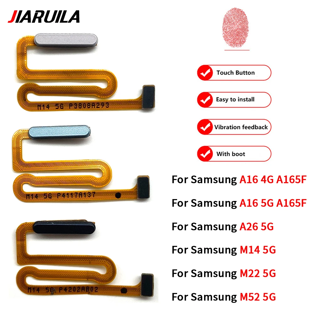 

Для Samsung A16 4G 5G A165F A166B A26 M14 M22 M52 5G Кнопка «Домой» Датчик отпечатков пальцев Гибкий кабель с кнопкой питания