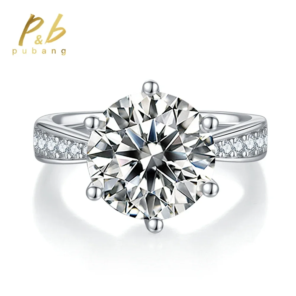 

PuBang Fine Jewelry Real 925 Sterling Silver 5MM-11MM VVS1 Moissanite Diamond Wedding Engagement Ring for Women Anniversary Gift