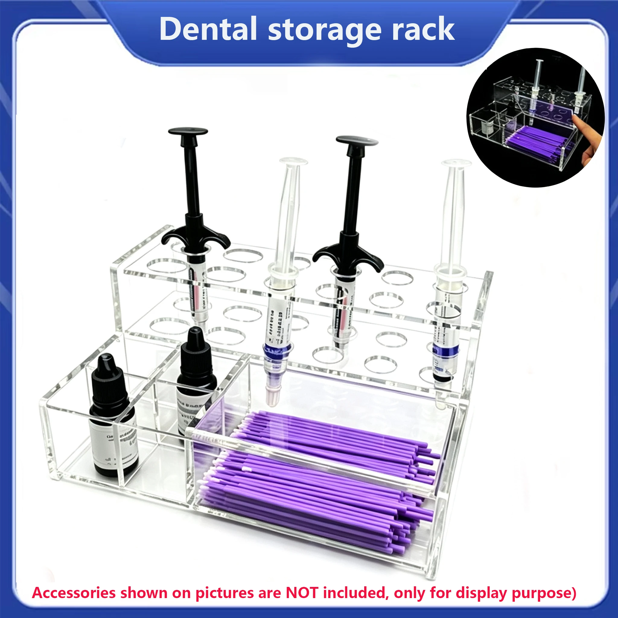 Clear Acrylic Dental Material Storage Rack 12-Hole Design,Dental Composite Resin Syringe Organizer Holder For Dentist Clinic Use