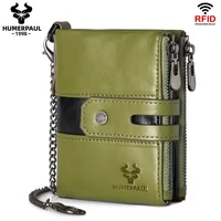 HUMERPAUL, billeteras de cuero de capa superior para mujer, tarjetero con bloqueo RFID, monedero versátil a la moda para mujer, Clip para dinero