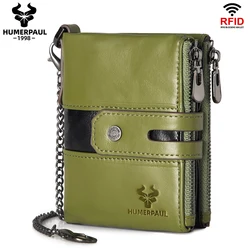 HUMERPAUL Top Layer Leather Women Wallets RFID Blocking Credit Card Holder Fashion Ladies Versatile Coin Purse Money Clip