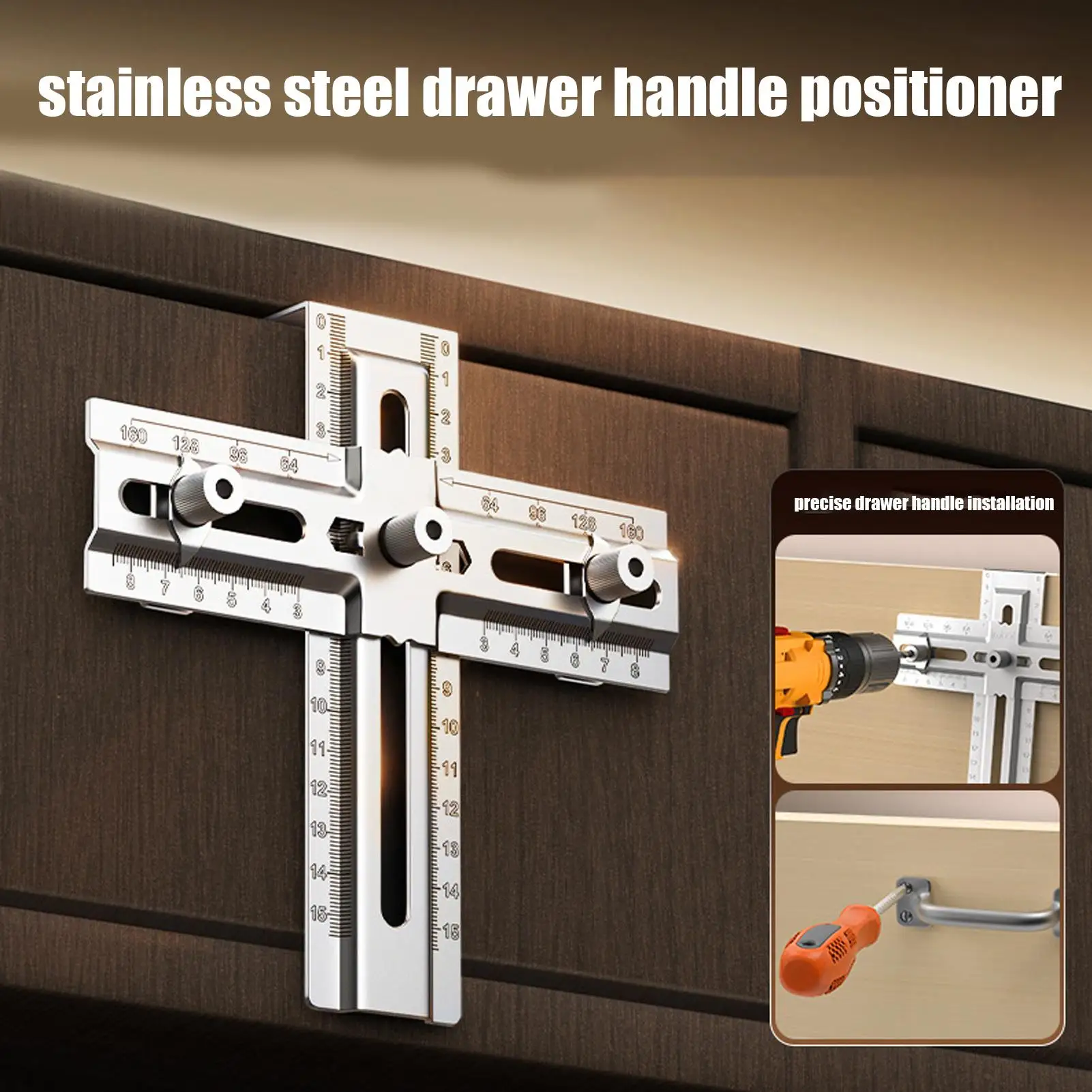 Cabinet Handle Jig DIY Stainless Steel Convenient Template Tool Handles Knobs Drill Guide For Adults Professionals Enthusiasts