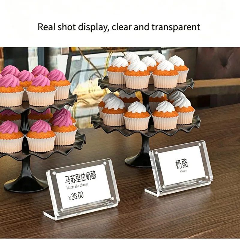10 Pieces 60x90mm L Shape Strong Magnetic Acrylic Price Label Display Stand Resaurant Menu Card Price Sign Holder