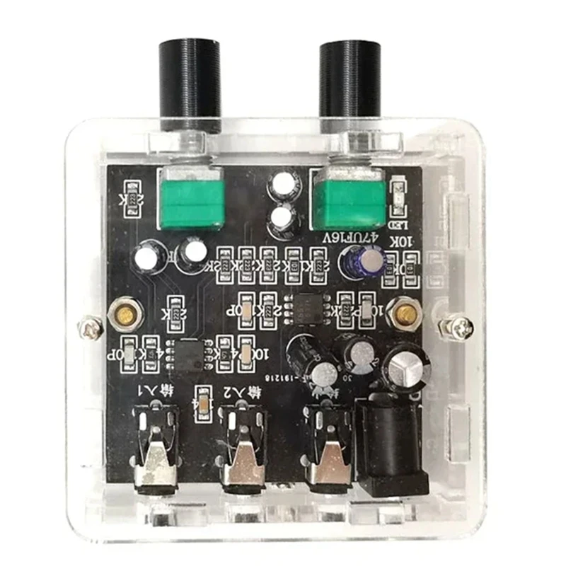 케이스 포함 단방향 리버브 출력 헤드셋 앰프용 2Way 2CH 2 in 1 Out 스테레오 오디오 신호 믹서 믹싱 보드