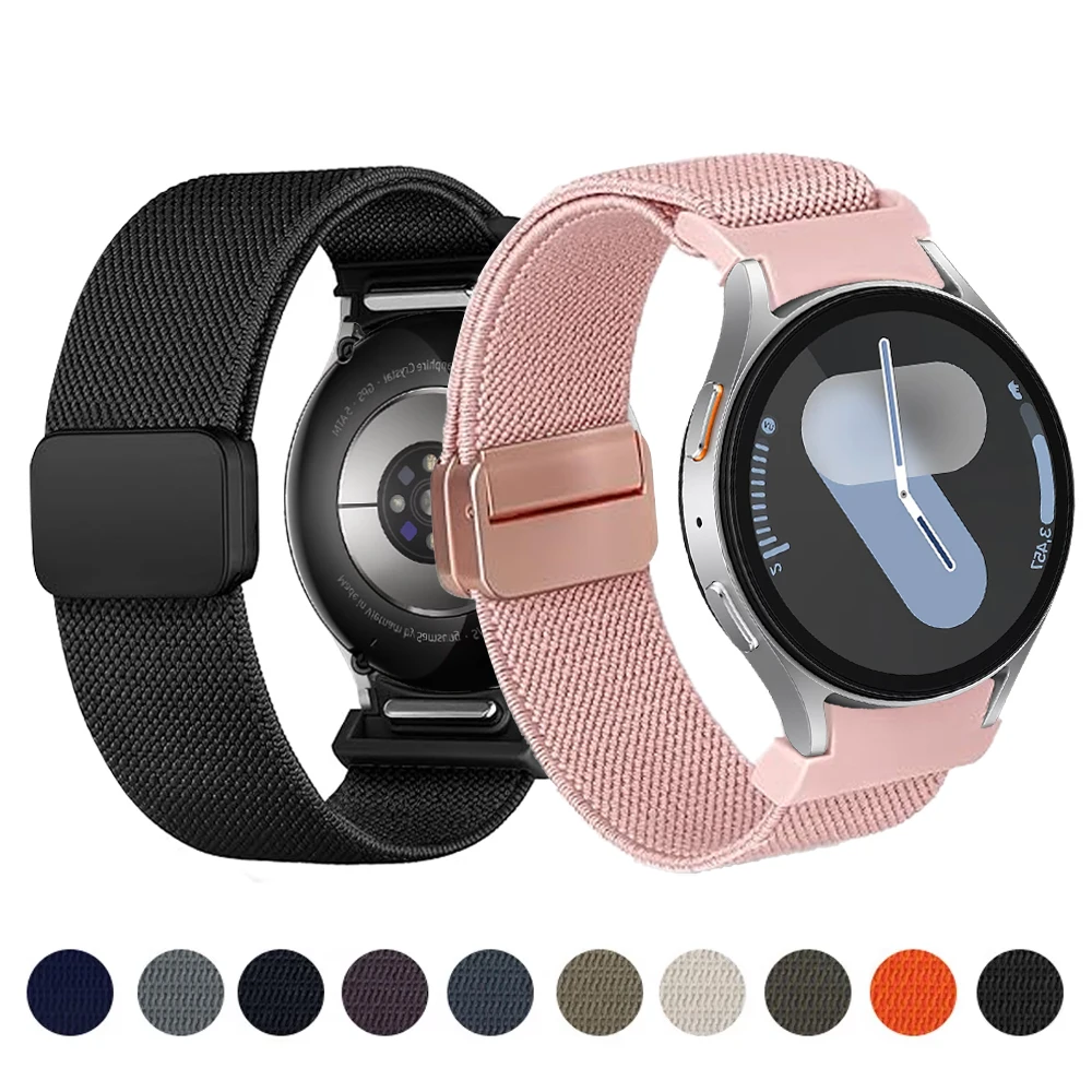 Band For Samsung Galaxy Watch 7/6/5/4/classic/Pro 44mm 40mm No Gaps Magnetic Nylon sport correa bracelet Galaxy watch 7 Strap