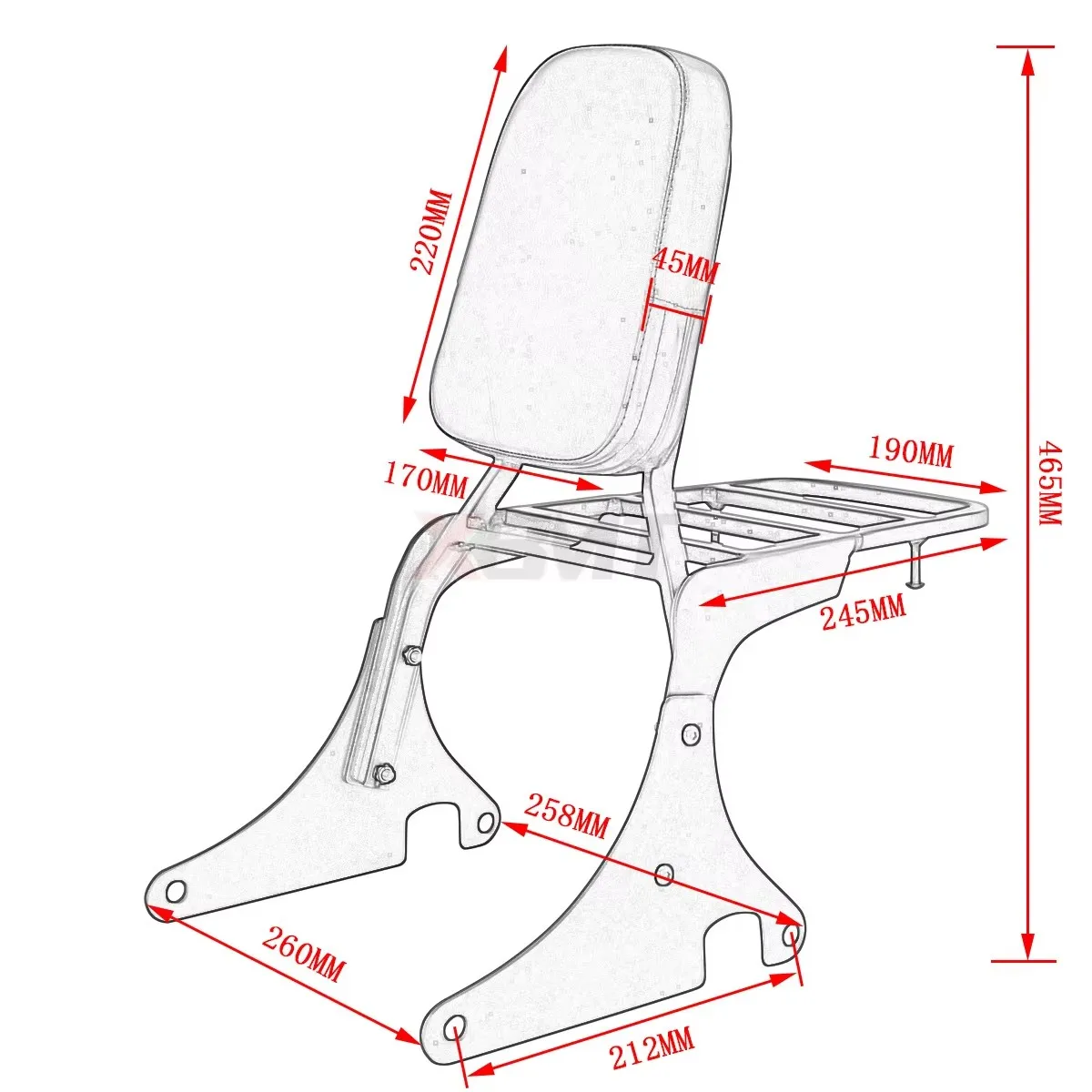 Motorcycle Backrest Sissy Bar Luggage Rack For Kawasaki Vulcan 400 800 VN400 VN800 1996-2012 2013 2014 2015 2016 2017 2018 2019