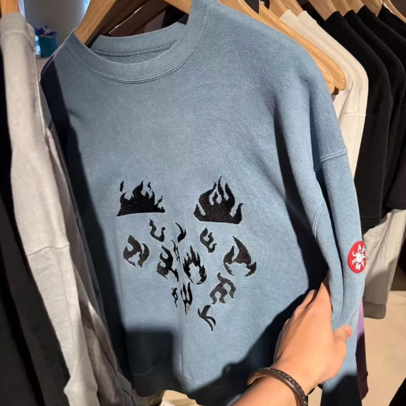

2025ss CAVEMPT Pullovers High Street C.E Washable Batik Blue Embroidered Women Men Sweatshirt Harajuku