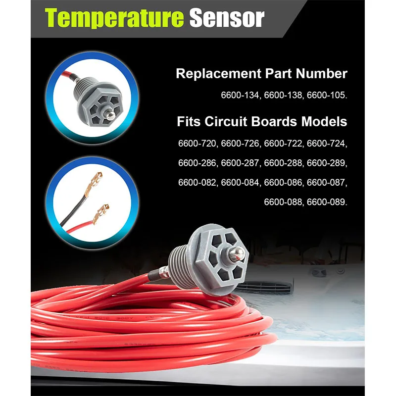 6600-166 Temperature Sensor Replacement with Curled Finger Connectors, Fit for Sundance Spas and Jacuzzi Hot Tubs