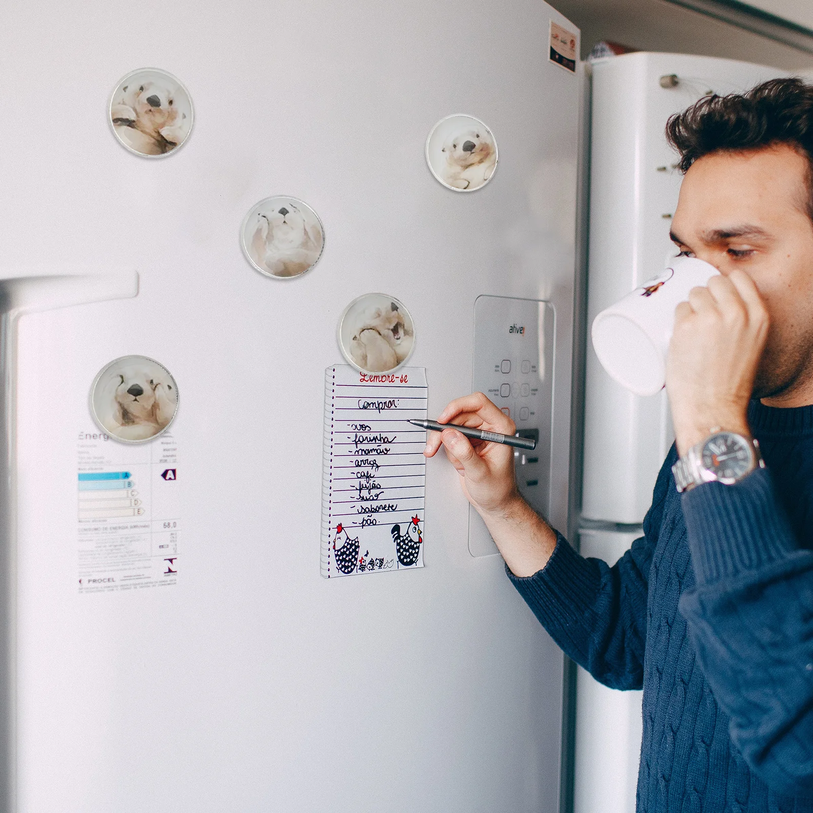 

12Pcs Otter Pattern Refrigerator Sticker Set Glass Magnet Decor for Fridge Microwave Oven Household Items Creative Eye Catching