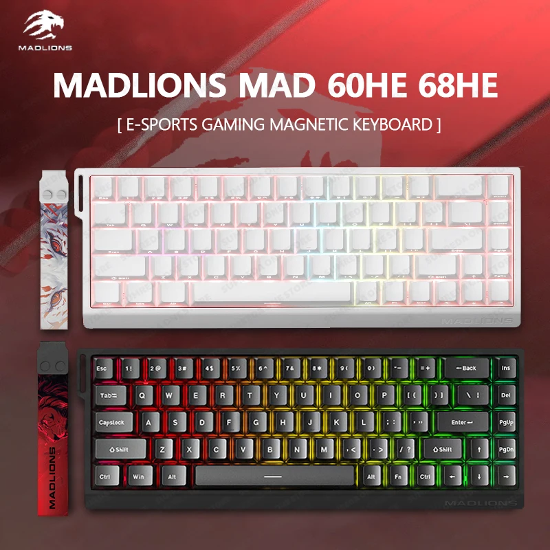 MADLIONS MAD60HE MAD68HE Magnetic Switch Mechanical Keyboard Custom Wired Gaming Keyboard Valorant Gamer Keyboard PC Accessories