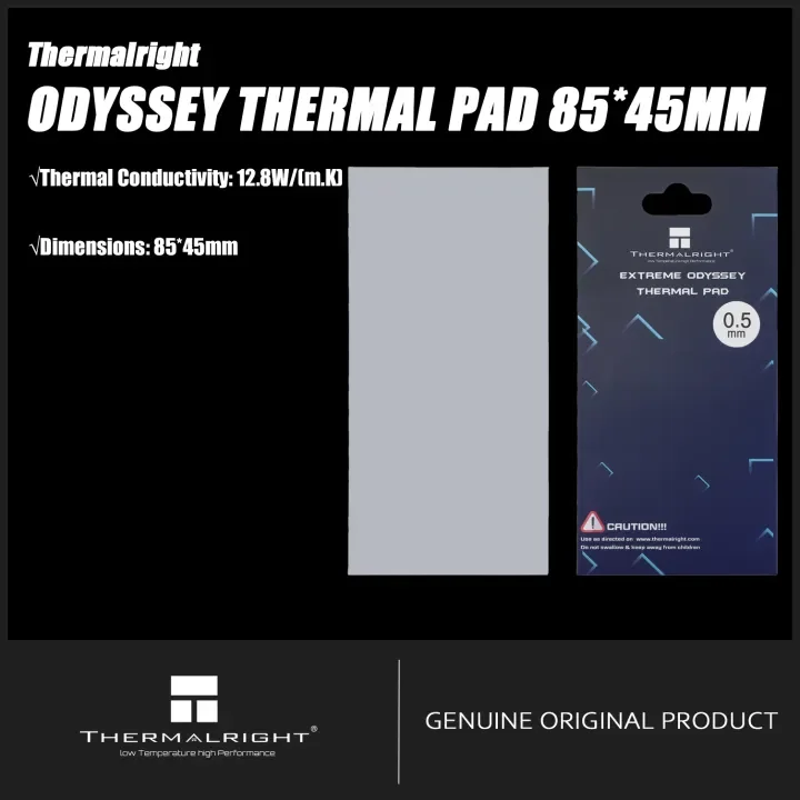 

Thermalright Odyssey Thermal Pad 2.5mm 12.8 W/mK, 85x45x2.5mm, Non Conductive Highly Efficient Heat Resistance, for PC /GPU/CPU