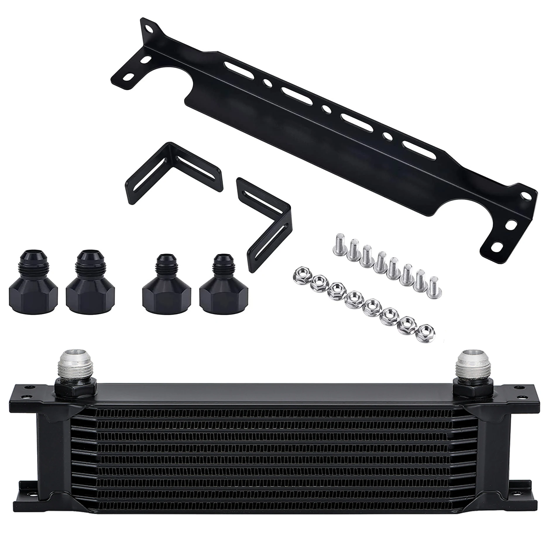 

AN10 Aluminum Radiator 10 Rows British Type Car Engine Oil Cooler Cooling Radiator with 330mm Oil Cooler Mounting Bracket Kit